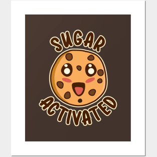 Sugar Activated Kawaii Chocolate Chip Cookie Posters and Art